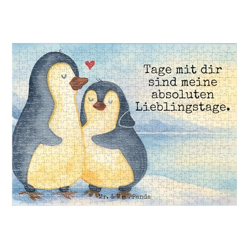 Mr. & Mrs. Panda Puzzle Pinguin umarmen Design 551 Teile - Geschenk, verknallt, Liebesgeschenk, Paar, Jahrestag, Hochzeitstag, Hochzeitsgeschenk von Mr. & Mrs. Panda