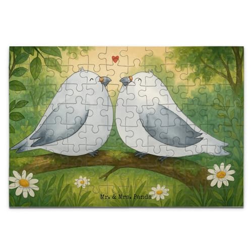 Mr. & Mrs. Panda Puzzle Turteltauben Liebe Design 96 Teile - Geschenk, Freund, Freundin, Geschenk Hochzeit, zu zweit, Verliebt, Verheiratet, von Mr. & Mrs. Panda