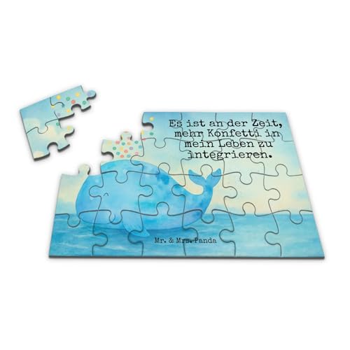 Mr. & Mrs. Panda Puzzle Wal Konfetti Design 24 Teile - Geschenk, Urlaub, Meer, Wale, Motivation, Meerestiere, Diät von Mr. & Mrs. Panda