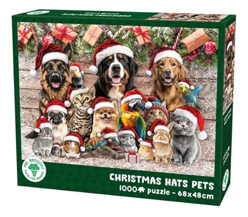 Mr.Broccoli Weihnachtsmützen Haustiere Puzzle 1000 Teile 68 x 48 cm von Mr.Broccoli