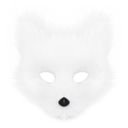 Mr.Fashion Halloween Dance Plüsch Halbgesicht Katze Fuchs Maske Cosplay Katze Gesichtsmaske Zubehör (Weiß) von Mr.Fashion