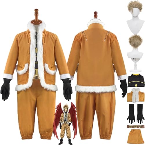 Anime My Hero Academia Hawks Cosplay Kostüm Outfit Keigo Takami Uniform Jacke Hose Perücke Komplettset Halloween Karneval Party Dress Up Anzug von Mr.LQ