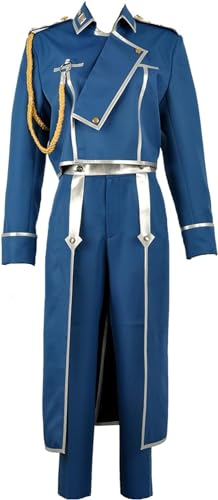 Fullmetal Alchemist Roy Mustang Riza Maes Cosplay Kostüm Erwachsene Top Hose Blaue Uniform Männer Frauen Outfit von Mr.LQ