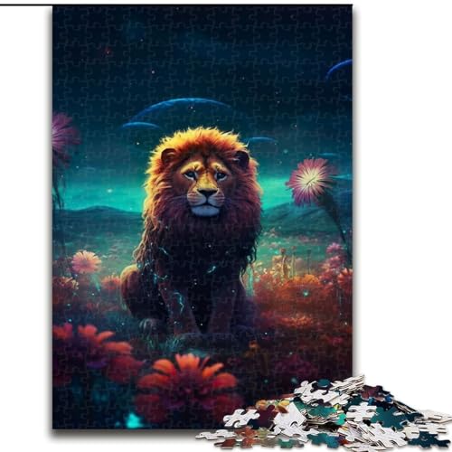 1000-teiliges Puzzle, Blumen-Löwe auf dem Mars, Puzzle aus Holz, interaktives Familienspiel, Denksport-Geschenk, Lernspielzeug, 1000 Stück(50x75cm) von MrChunlong