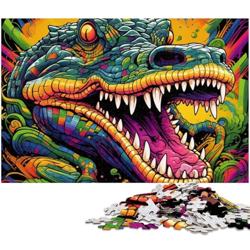 1000-teiliges Puzzle, Bunte Nilkrokodile, aus Pappe, Puzzle für Erwachsene, anspruchsvolles DIY-Denkspiel, perfektes Familienspiel oder dekoratives Geschenk, 26x38cm/10,23x14,96 Zoll 1000-teiliges Puzzle, Bunte Nilkrokodile, aus Pappe, Puzzle für Erwachsene, anspruchsvolles DIY-Denkspiel, perfektes Familienspiel oder dekoratives Geschenk, 26x38cm/10,23x14,96 Zoll von MrChunlong