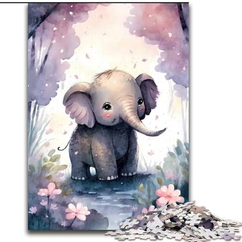 1000-teiliges Puzzle, Elefanten-Aquarell-Puzzle aus Holz, interaktives Familienspiel, Denksport-Geschenk, Lernspielzeug, 1000 Teile(50x75cm) von MrChunlong