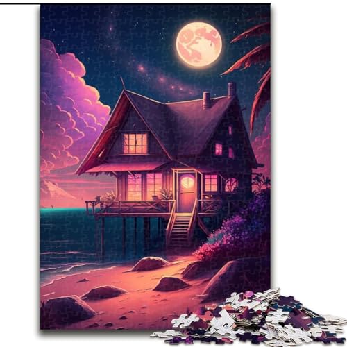 1000-teiliges Puzzle, Neon-Strandhaus-Puzzle aus Holz, interaktives Familienspiel, Denksport-Geschenk, Lernspielzeug, 1000 Teile(50x75cm) von MrChunlong
