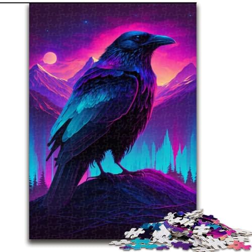 1000-teiliges Puzzle, Synthwave Raven, Puzzle aus Holz, interaktives Familienspiel, Denksportgeschenk, Lernspielzeug, 1000 Teile(50x75cm) von MrChunlong