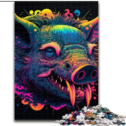 1000-teiliges Puzzle, Tier-Schweine-Puzzle aus Holz, interaktives Familienspiel, Denksport-Geschenk, Lernspielzeug, 1000 Teile(50x75cm) von MrChunlong