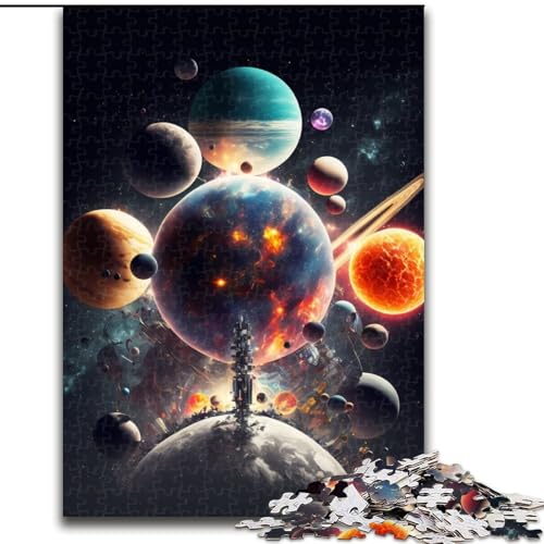 1000-teiliges Puzzle, Weltraumszene mit Planeten, Puzzle aus Holz, interaktives Familienspiel, Denksportgeschenk, Lernspielzeug, 1000 Teile(50x75cm) von MrChunlong