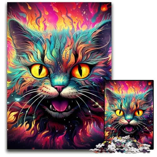 1000-teiliges Puzzle, farbenfrohe Kunst, psychedelische Katzen-Puzzles, anspruchsvolles Denkspiel für Teenager, unterhaltsames interaktives Spiel für die ganze Familie, 26x38cm/10,23x14,96 Zoll 1000-teiliges Puzzle, farbenfrohe Kunst, psychedelische Katzen-Puzzles, anspruchsvolles Denkspiel für Teenager, unterhaltsames interaktives Spiel für die ganze Familie, 26x38cm/10,23x14,96 Zoll von MrChunlong