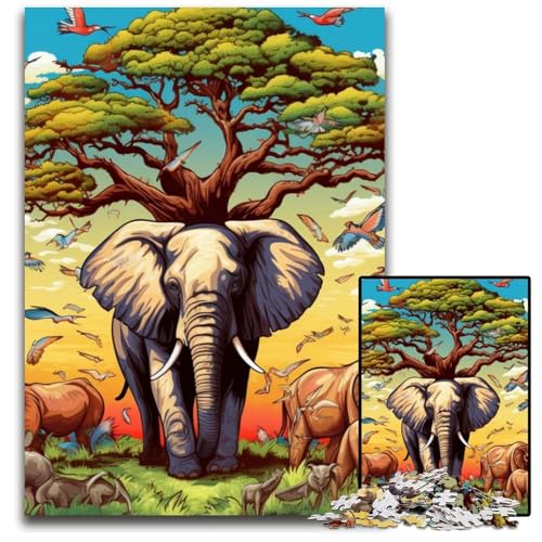 1000-teiliges Puzzle, farbenfrohes Elefanten-Kunstpuzzle aus Pappe, zum Entspannen und Herausfordern, farbenfrohe Kunst zur Heimdekoration, Freunde, 26x38cm/10,23x14,96 Zoll 1000-teiliges Puzzle, farbenfrohes Elefanten-Kunstpuzzle aus Pappe, zum Entspannen und Herausfordern, farbenfrohe Kunst zur Heimdekoration, Freunde, 26x38cm/10,23x14,96 Zoll von MrChunlong