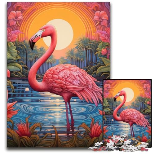 1000-teiliges Puzzle, farbenfrohes Flamingo-Kunst-Puzzle, anspruchsvolles Denkspiel für Teenager, unterhaltsames interaktives Spiel für die ganze Familie, 26x38cm/10,23x14,96 Zoll von MrChunlong