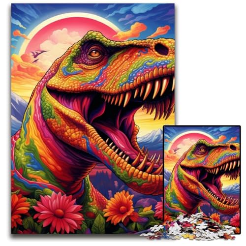 1000-teiliges Puzzle, farbenfrohes Tyrannosaurus Rex-Puzzle, anspruchsvolles Denkspiel für Teenager, unterhaltsames interaktives Spiel für die ganze Familie, 50x75cm/19,68x29,52 Zoll von MrChunlong