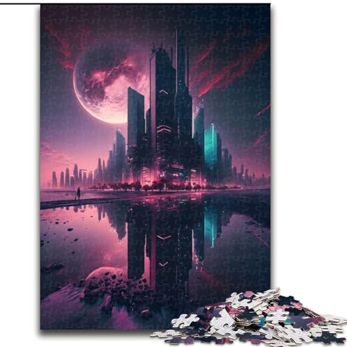 1000-teiliges Puzzle, futuristisches Stadtbau-Puzzle aus Holz, interaktives Familienspiel, Denksport-Geschenk, Lernspielzeug, 1000 Teile(50x75cm) von MrChunlong