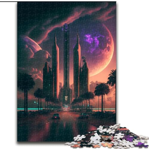 1000-teiliges Puzzle, futuristisches Stadtpuzzle aus Holz, interaktives Familienspiel, Denksportgeschenk, Lernspielzeug, 1000 Stück(50x75cm) von MrChunlong