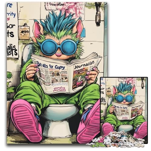 1000-teiliges Puzzle „Cat Go Toilet“ aus Holz. Entspannen und herausfordern, farbenfrohe Kunst zur Heimdekoration, Freunde, 50x75cm/19,68x29,52 Zoll 1000-teiliges Puzzle „Cat Go Toilet“ aus Holz. Entspannen und herausfordern, farbenfrohe Kunst zur Heimdekoration, Freunde, 50x75cm/19,68x29,52 Zoll von MrChunlong
