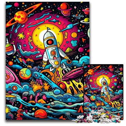1000-teiliges Puzzle „Galaxie und Planet“, Holzpuzzle zum Entspannen und Herausfordern, farbenfrohe Kunst zur Heimdekoration, Freunde, 50x75cm/19,68x29,52 Zoll 1000-teiliges Puzzle „Galaxie und Planet“, Holzpuzzle zum Entspannen und Herausfordern, farbenfrohe Kunst zur Heimdekoration, Freunde, 50x75cm/19,68x29,52 Zoll von MrChunlong