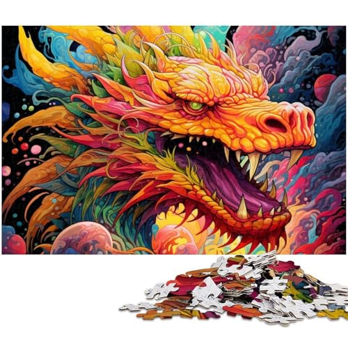 1000-teiliges Puzzle „Psychedelic Art Dragon“, anspruchsvolles Denkspiel für Teenager, unterhaltsames interaktives Spiel für die ganze Familie, 50x75cm/19,68x29,52 Zoll von MrChunlong