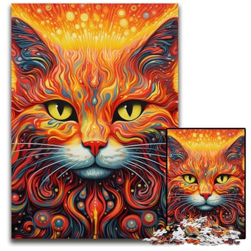1000-teiliges Puzzle „Psychedelische Katze“, anspruchsvolles Denkspiel für Teenager, unterhaltsames interaktives Spiel für die ganze Familie, 26x38cm/10,23x14,96 Zoll von MrChunlong