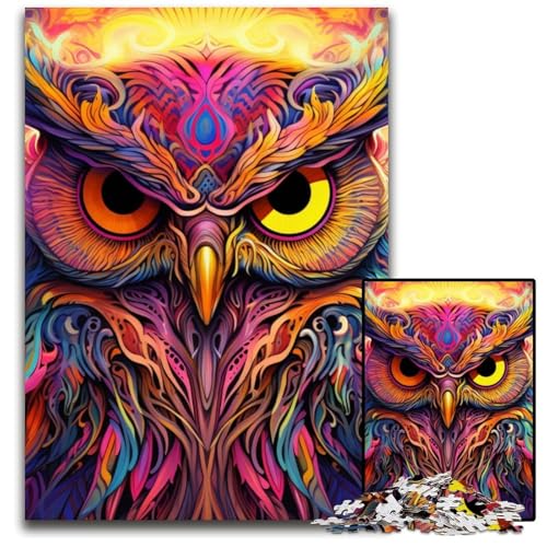 1000-teiliges Puzzle „Rosa Eule“, anspruchsvolles Denkspiel für Teenager, unterhaltsames interaktives Spiel für die ganze Familie, 50x75cm/19,68x29,52 Zoll von MrChunlong