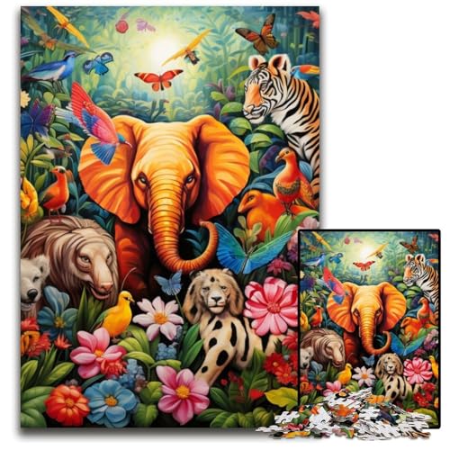 1000-teiliges Puzzle „Tierwelt“ aus Pappe, Puzzle für Erwachsene, anspruchsvolles DIY-Denkspiel, perfektes Familienspiel oder dekoratives Geschenk, 26x38cm/10,23x14,96 Zoll von MrChunlong