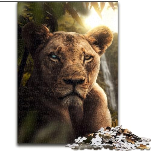 1000-teiliges Puzzle Blinde Löwin aus Pappe, interaktives Familienspiel, Denksportgeschenk, Lernspielzeug, 1000 Teile(26x38cm) von MrChunlong