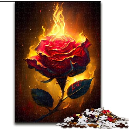 1000-teiliges Puzzle Burning Rose aus Pappe, interaktives Familienspiel, Denksportgeschenk, Lernspielzeug, 1000 Teile(26x38cm) von MrChunlong