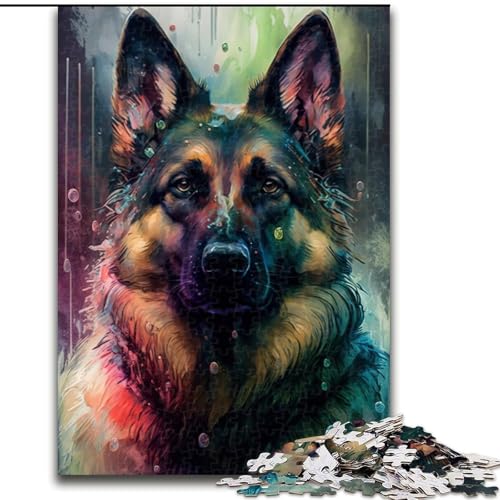 1000-teiliges Puzzle Deutscher Schäferhund, aus Pappe, interaktives Familienspiel, Denksportgeschenk, Lernspielzeug, 1000 Teile(26x38cm) von MrChunlong
