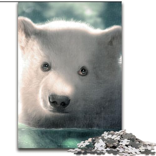 1000-teiliges Puzzle Eisbärjunges Puzzle aus Holz, interaktives Familienspiel, Denksportgeschenk, Lernspielzeug 1000 Stück(50x75cm) von MrChunlong