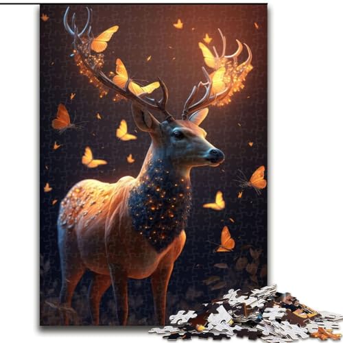 1000-teiliges Puzzle Fantasie-Schmetterlinge-Hirsch-Puzzle aus Holz, interaktives Familienspiel, Denksport-Geschenk, Lernspielzeug 1000 Stück(50x75cm) von MrChunlong
