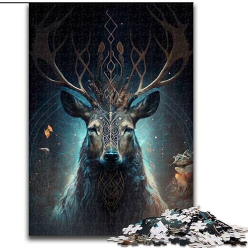 1000-teiliges Puzzle Fantasy-Hirsch-Puzzle aus Pappe, interaktives Familienspiel, Denksportgeschenk, Lernspielzeug 1000 Stück(26x38cm) von MrChunlong