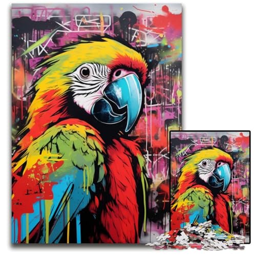 1000-teiliges Puzzle-Geschenk, Papageien-Graffiti-Malpuzzle für Erwachsene, Entspannung und Herausforderung, farbenfrohe Heimdekorationskunst, Freunde, 50x75cm/19,68x29,52 Zoll 1000-teiliges Puzzle-Geschenk, Papageien-Graffiti-Malpuzzle für Erwachsene, Entspannung und Herausforderung, farbenfrohe Heimdekorationskunst, Freunde, 50x75cm/19,68x29,52 Zoll von MrChunlong