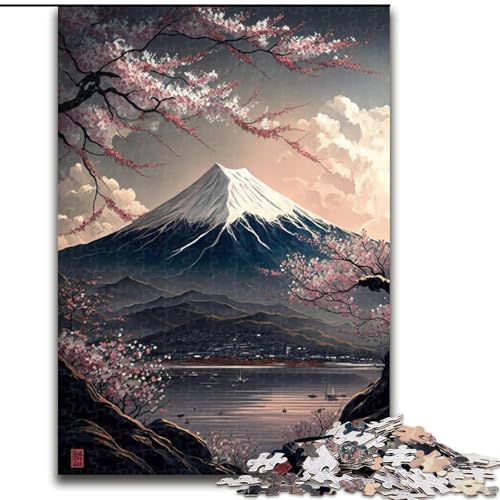 1000-teiliges Puzzle Japanische Kirschblüten aus Pappe, interaktives Familienspiel, Denksportgeschenk, Lernspielzeug, 1000 Teile(26x38cm) von MrChunlong