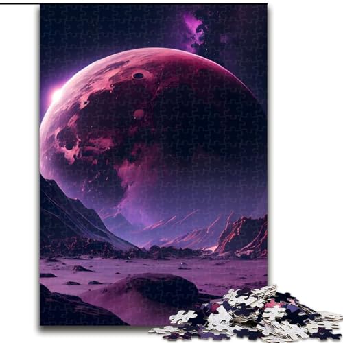 1000-teiliges Puzzle Purple Moon aus dem Weltraum-Puzzle aus Pappe, interaktives Familienspiel, Denksport-Geschenk, Lernspielzeug, 1000 Teile(26x38cm) von MrChunlong