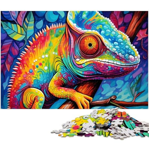 1000-teiliges Puzzle für Erwachsene, Art Chameleon, Holzpuzzle, hochschwieriges Denkspiel für Jugendliche, 50x75cm/19,68x29,52 Zoll 1000-teiliges Puzzle für Erwachsene, Art Chameleon, Holzpuzzle, hochschwieriges Denkspiel für Jugendliche, 50x75cm/19,68x29,52 Zoll von MrChunlong