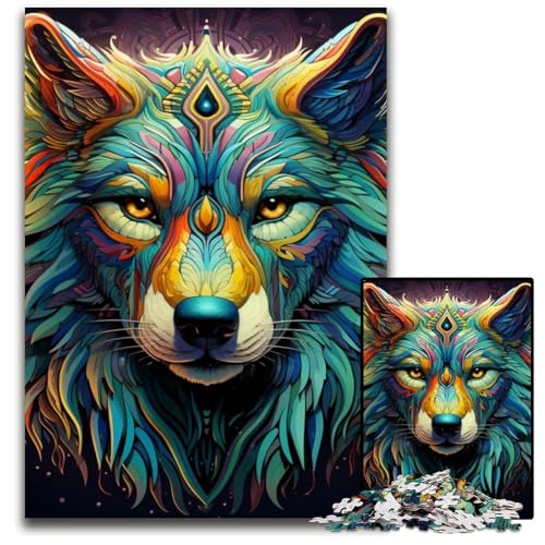 1000-teiliges Puzzle für Erwachsene, Art Wolf, Holzpuzzle, hochschwieriges Denkspiel für Jugendliche, 50x75cm/19,68x29,52 Zoll 1000-teiliges Puzzle für Erwachsene, Art Wolf, Holzpuzzle, hochschwieriges Denkspiel für Jugendliche, 50x75cm/19,68x29,52 Zoll von MrChunlong