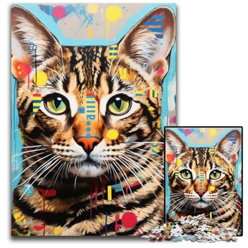 1000-teiliges Puzzle für Erwachsene, Bengalkatze, Papppuzzle, hochschwieriges Denkspiel für Jugendliche, 26x38cm/10,23x14,96 Zoll 1000-teiliges Puzzle für Erwachsene, Bengalkatze, Papppuzzle, hochschwieriges Denkspiel für Jugendliche, 26x38cm/10,23x14,96 Zoll von MrChunlong