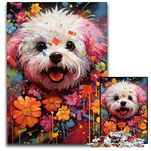 1000-teiliges Puzzle für Erwachsene, Bichon Frise, Papppuzzle, hochschwieriges Denkspiel für Jugendliche, 26x38cm/10,23x14,96 Zoll 1000-teiliges Puzzle für Erwachsene, Bichon Frise, Papppuzzle, hochschwieriges Denkspiel für Jugendliche, 26x38cm/10,23x14,96 Zoll von MrChunlong