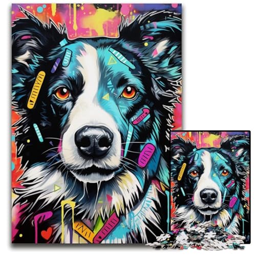 1000-teiliges Puzzle für Erwachsene, Border Collie-Puzzle für Erwachsene, perfekt für Halloween, Weihnachten, Geburtstagsgeschenk, 26x38cm/10,23x14,96 Zoll 1000-teiliges Puzzle für Erwachsene, Border Collie-Puzzle für Erwachsene, perfekt für Halloween, Weihnachten, Geburtstagsgeschenk, 26x38cm/10,23x14,96 Zoll von MrChunlong
