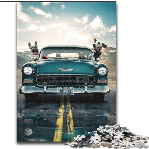 1000-teiliges Puzzle für Erwachsene, Dog Joyride-Puzzle aus Pappe, für Geburtstag, Urlaub, Weihnachten, 1000 Stück(26x38cm) von MrChunlong