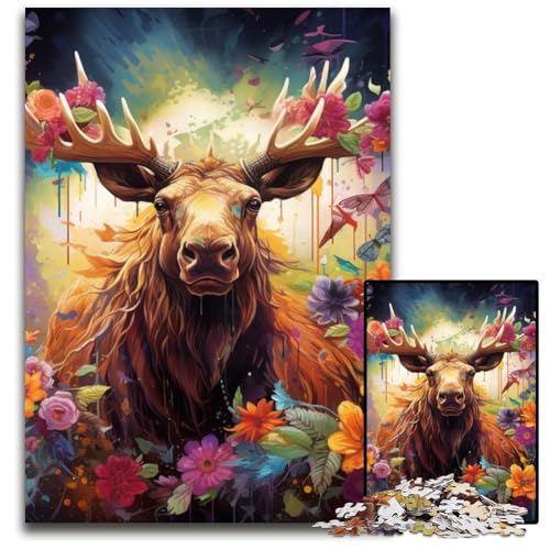 1000-teiliges Puzzle für Erwachsene, Elch-Puzzles für Erwachsene, Denkspiel für Teenager, 50x75cm/19,68x29,52 Zoll 1000-teiliges Puzzle für Erwachsene, Elch-Puzzles für Erwachsene, Denkspiel für Teenager, 50x75cm/19,68x29,52 Zoll von MrChunlong