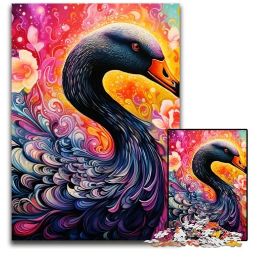 1000-teiliges Puzzle für Erwachsene, Farbiger schwarzer Schwan, Papppuzzle, hochschwieriges Denkspiel für Jugendliche, 26x38cm/10,23x14,96 Zoll 1000-teiliges Puzzle für Erwachsene, Farbiger schwarzer Schwan, Papppuzzle, hochschwieriges Denkspiel für Jugendliche, 26x38cm/10,23x14,96 Zoll von MrChunlong