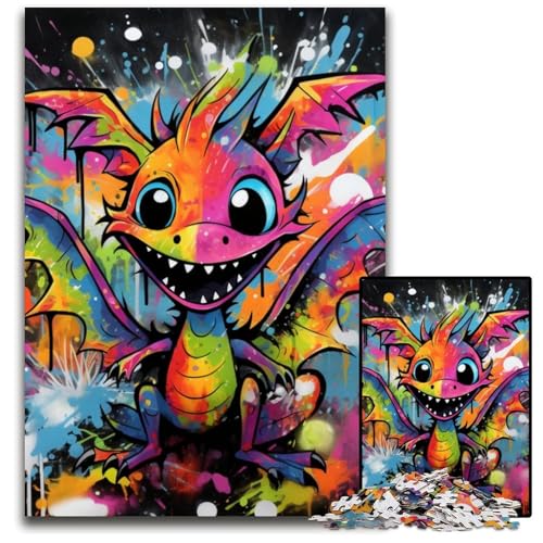1000-teiliges Puzzle für Erwachsene, Fliegender Drache, Graffiti-Malerei, Puzzle für Erwachsene, perfekt für Halloween, Weihnachten, Geburtstagsgeschenk, 26x38cm/10,23x14,96 Zoll von MrChunlong