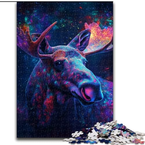 1000-teiliges Puzzle für Erwachsene, Galaxie-Elch-Puzzle aus Holz, interaktives Familienspiel, DIY-Heimdekoration, Gehirn-Herausforderung, Geschenk, 1000 Teile(50x75cm) von MrChunlong