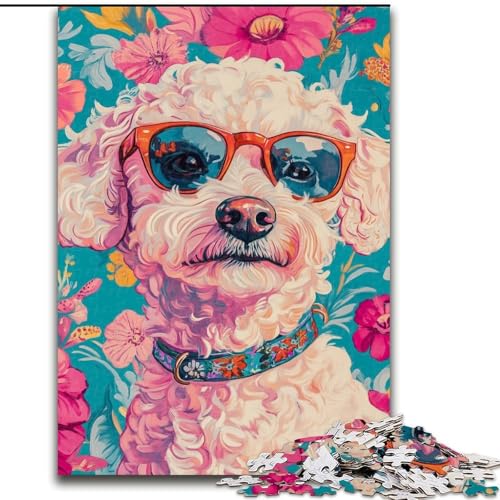 1000-teiliges Puzzle für Erwachsene, Hund mit Brille, Lernspielzeug, Familienspiele, einzigartige Geburtstags- und Geschenkideen (Größe 26x38cm) von MrChunlong