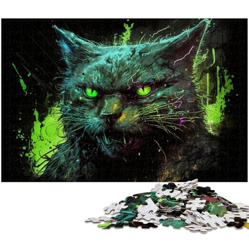 1000-teiliges Puzzle für Erwachsene, Neonkatzen-Puzzle für Erwachsene, perfekt für Halloween, Weihnachten, Geburtstagsgeschenk, 26x38cm/10,23x14,96 Zoll 1000-teiliges Puzzle für Erwachsene, Neonkatzen-Puzzle für Erwachsene, perfekt für Halloween, Weihnachten, Geburtstagsgeschenk, 26x38cm/10,23x14,96 Zoll von MrChunlong