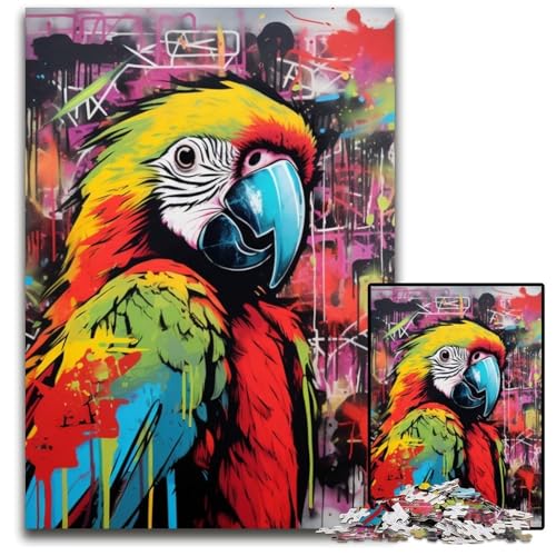 1000-teiliges Puzzle für Erwachsene, Papageien-Graffiti-Malpuzzle für Erwachsene, Denksportspiel für Teenager, 26x38cm/10,23x14,96 Zoll 1000-teiliges Puzzle für Erwachsene, Papageien-Graffiti-Malpuzzle für Erwachsene, Denksportspiel für Teenager, 26x38cm/10,23x14,96 Zoll von MrChunlong