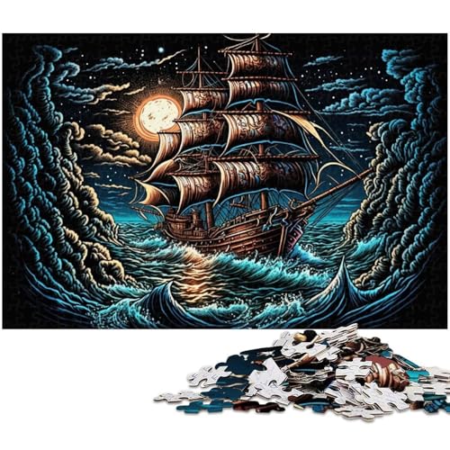 1000-teiliges Puzzle für Erwachsene, Piratenschiff, Holzpuzzle, hochschwieriges Denkspiel für Jugendliche, 50x75cm/19,68x29,52 Zoll 1000-teiliges Puzzle für Erwachsene, Piratenschiff, Holzpuzzle, hochschwieriges Denkspiel für Jugendliche, 50x75cm/19,68x29,52 Zoll von MrChunlong