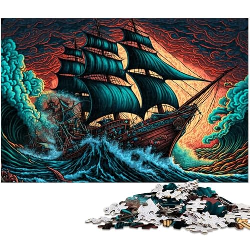 1000-teiliges Puzzle für Erwachsene, Piratenschiff-Puzzle für Erwachsene, Denkspiel für Teenager, 26x38cm/10,23x14,96 Zoll 1000-teiliges Puzzle für Erwachsene, Piratenschiff-Puzzle für Erwachsene, Denkspiel für Teenager, 26x38cm/10,23x14,96 Zoll von MrChunlong